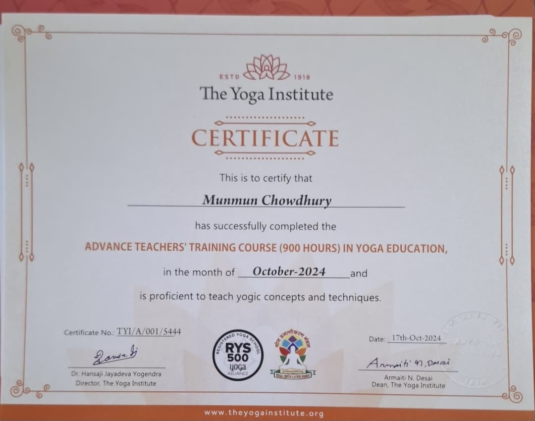 Advanced Teacher Training certificate